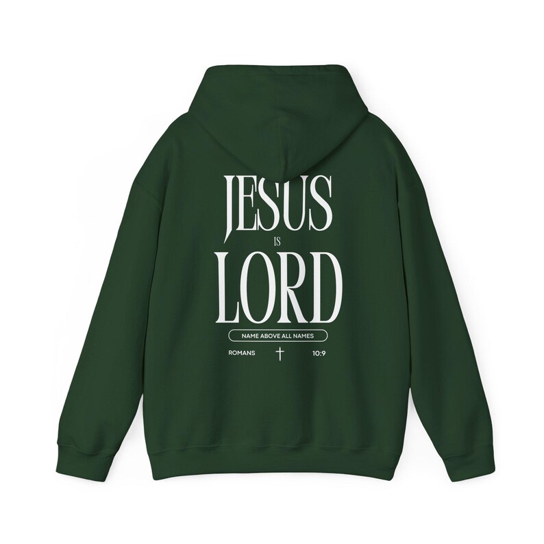 Sudadera con capucha y versículo bíblico "Jesús es el Señor" (Romanos 10:9) para hombre imagen 4