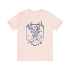 Free indeed Christian t shirt Father's Day gift shirt for him Christian apparel Freedom in Christ shirt John 8:36 bible study gift shirt image 9