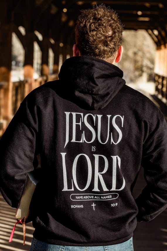 Jesus Is Lord Romans 10:9 Hoodie | Bible Verse Christian Sweatshirt Gift for Men