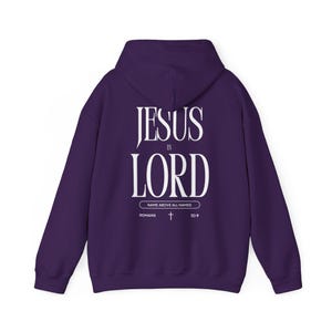 Sudadera con capucha y versículo bíblico "Jesús es el Señor" (Romanos 10:9) para hombre imagen 8