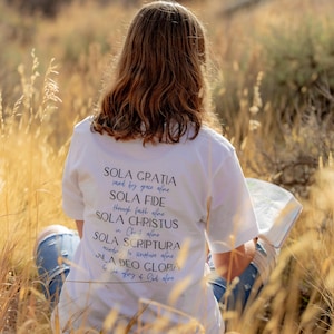Christian 5 solas shirt reformed theology t shirt bible study gift tee Reformation Day shirt Biblical Christian apparel t shirt theologian image 1