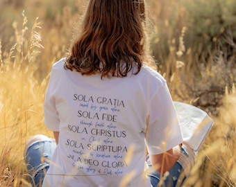 Christian 5 solas shirt reformed theology t shirt bible study gift tee Reformation Day shirt Biblical Christian apparel t shirt theologian
