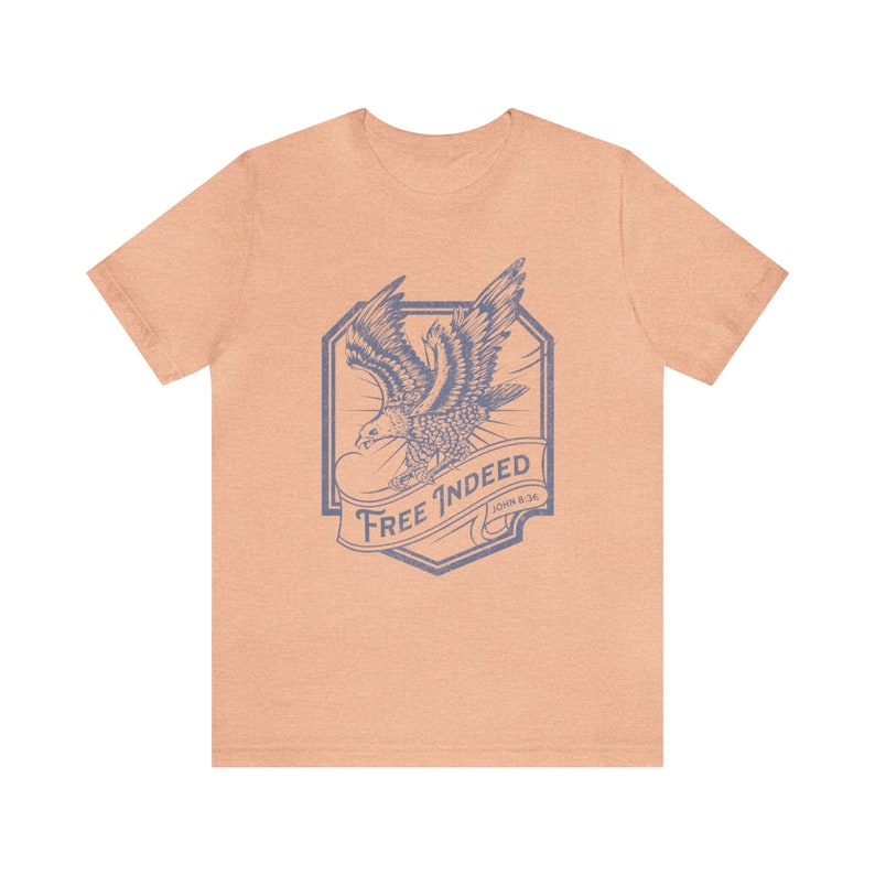 Free indeed Christian t shirt Father's Day gift shirt for him Christian apparel Freedom in Christ shirt John 8:36 bible study gift shirt image 2