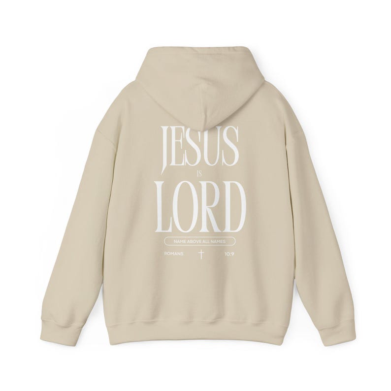 Sudadera con capucha y versículo bíblico "Jesús es el Señor" (Romanos 10:9) para hombre imagen 10