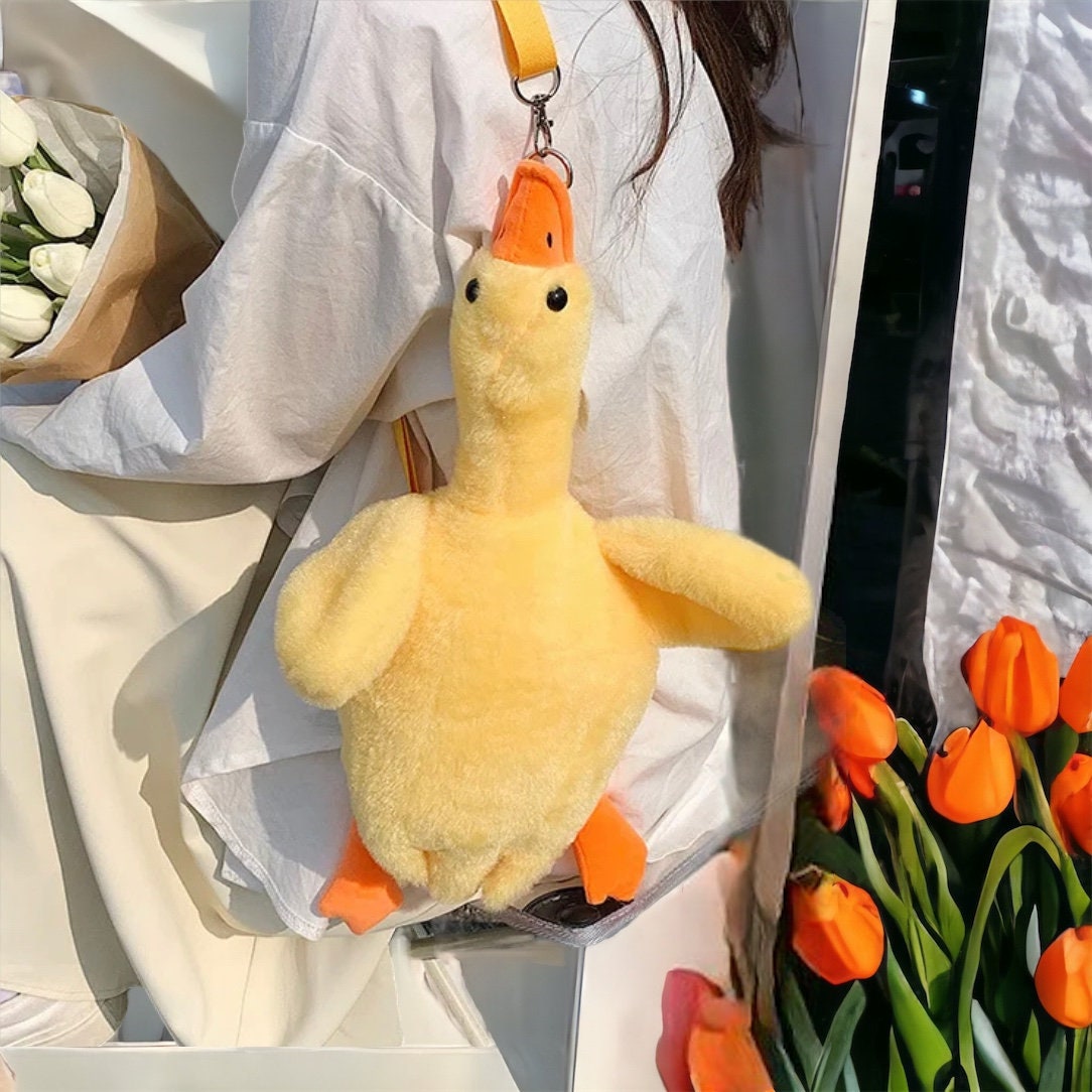 Plush Yellow Duck Backpack, Kawaii Cartoon Design Purse, Stuffed Animal  Shaped Daypack Fluffy Bag