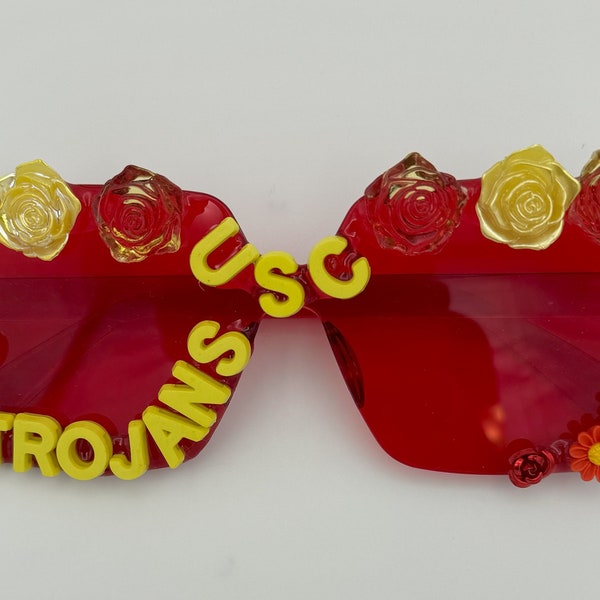 University of Southern California Inspired Sunglasses, Graduation Gift, Tailgate Accessory, Personalized College Gift, College Bed Party