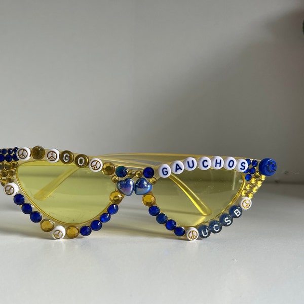 UCSB Inspired Sunglasses, UC Santa Barbara, Bejeweled Sunglasses, Cat Eye Shades, UCSB Gift,