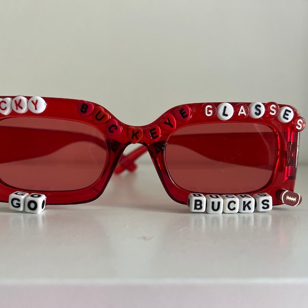 Ohio State Inspired Lucky Charm Sunglasses, Graduation Gift, College Commit Gift, Handmade Gift, Grad Party Accessory