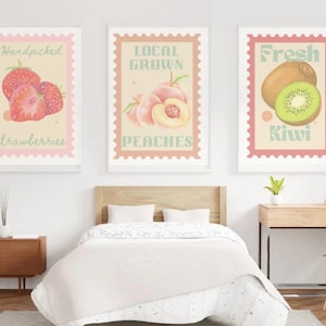 Colorful Digital Fruit Art Print | Modern Tropical Fruit Wall Decor | Printable Fruit Illustrations for Home & Kitchen