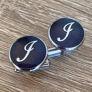 I Initial Script Cufflinks Set in Enamel