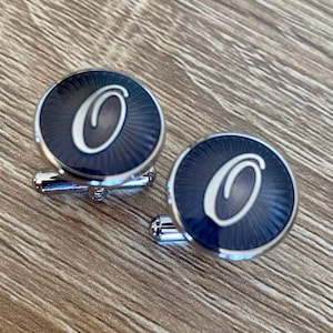 O Initial Script Cufflinks Set in Enamel