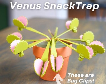 3d Printed Venus Snack Trap-The leaves are snack bag clips!