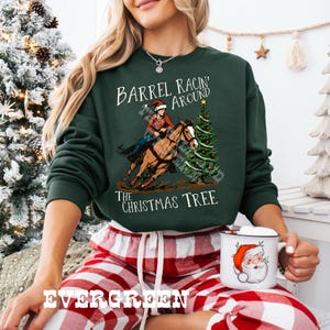Barrel Racing Christmas Tree Sweatshirt, Holiday Horse Gift