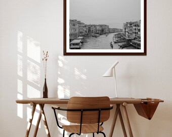 Venice, Italy, canal in black and white
