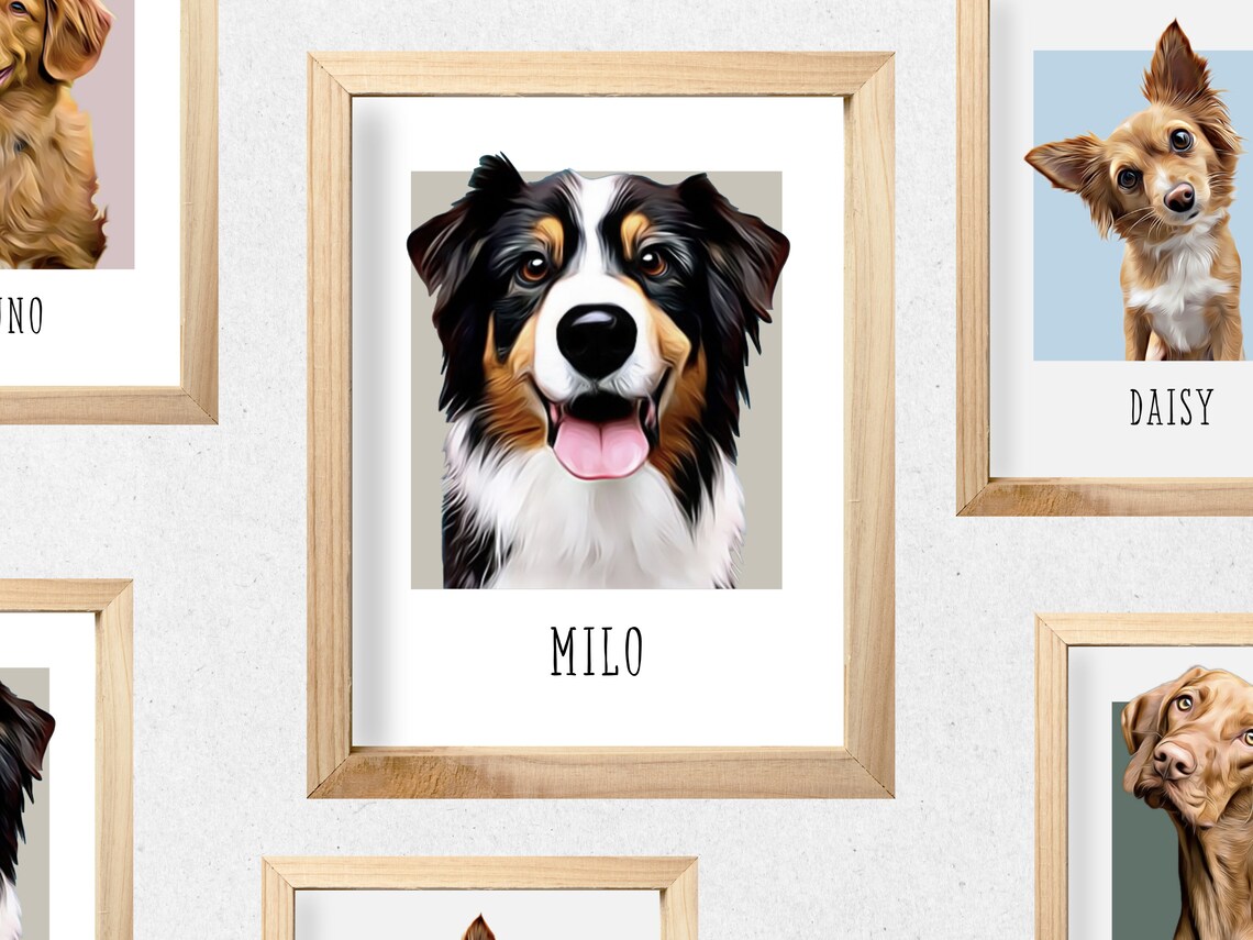 Custom Dog Portraits Pet Dogs Painting From Photo Printable Etsy Canada