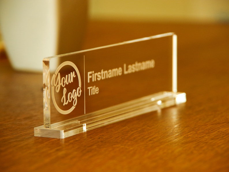 Desk Name Plate Laser Engraved Acrylic Plaque, Personalized Sign