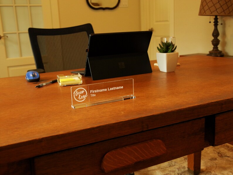 Desk Name Plate Laser Engraved Acrylic Plaque, Personalized Sign