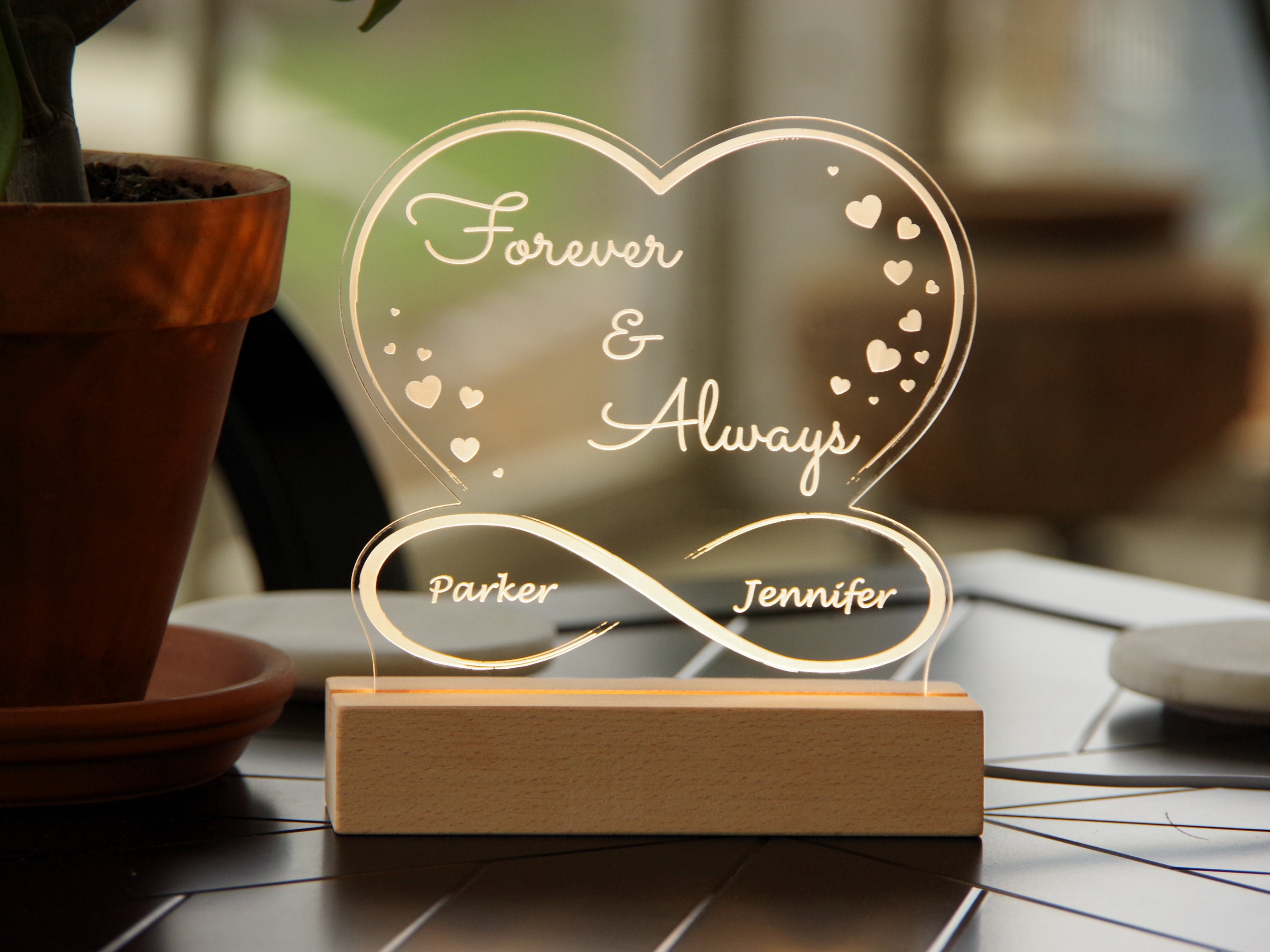 Personalized Engraved Acrylic Light up Sign Infinity Heart Custom LED ...