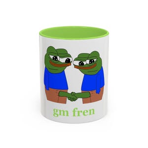 GM fren accent mug - pepe handshake