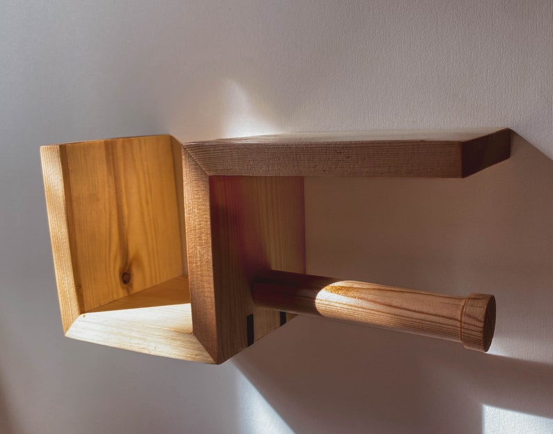 Toilet roll holder with pine wood