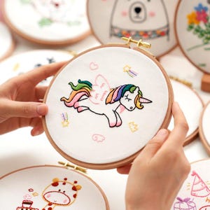 Kid's Embroidery Kit, Cute Cartoon Designs, Beginner DIY, Animal Embroidery Kit, Hand Embroidery, Gift for Kids