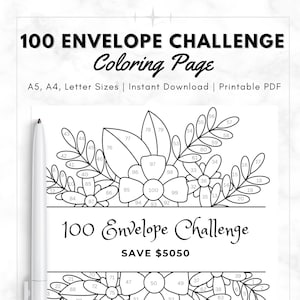100 Briefumschlag Challenge Printable | Sofort Download | Druckbare PDF | Geldspar-Challenge | Malvorlage | Spar-Tracker