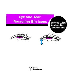 Papelera con forma de ojo y lágrima / Iconos de escritorio para Windows y Mac / Vacía / Llena Reciclaje