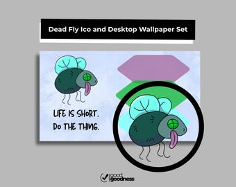 Set di icone e sfondi per desktop con mosca morta / Creato dall'uomo / Organizzatore per desktop