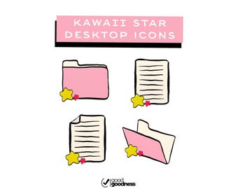 Icone Kawaii Star per desktop / Icone per cartelle e documenti per Windows e Mac / disegnate dall'artista