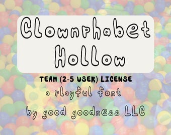 Carattere Clownphabet Hollow / Carattere a bolle giocoso / Carattere con contorno carino / Carattere divertente Y2K disegnato a mano / Uso commerciale / Licenza per team da 2 a 5 utenti