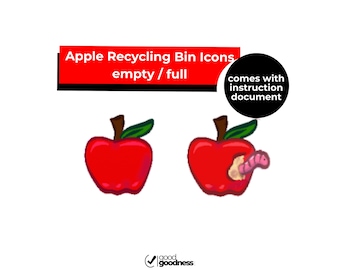 Icone del cestino Apple Worm / Icone del desktop (Windows, Mac) (Istruzioni in PDF)