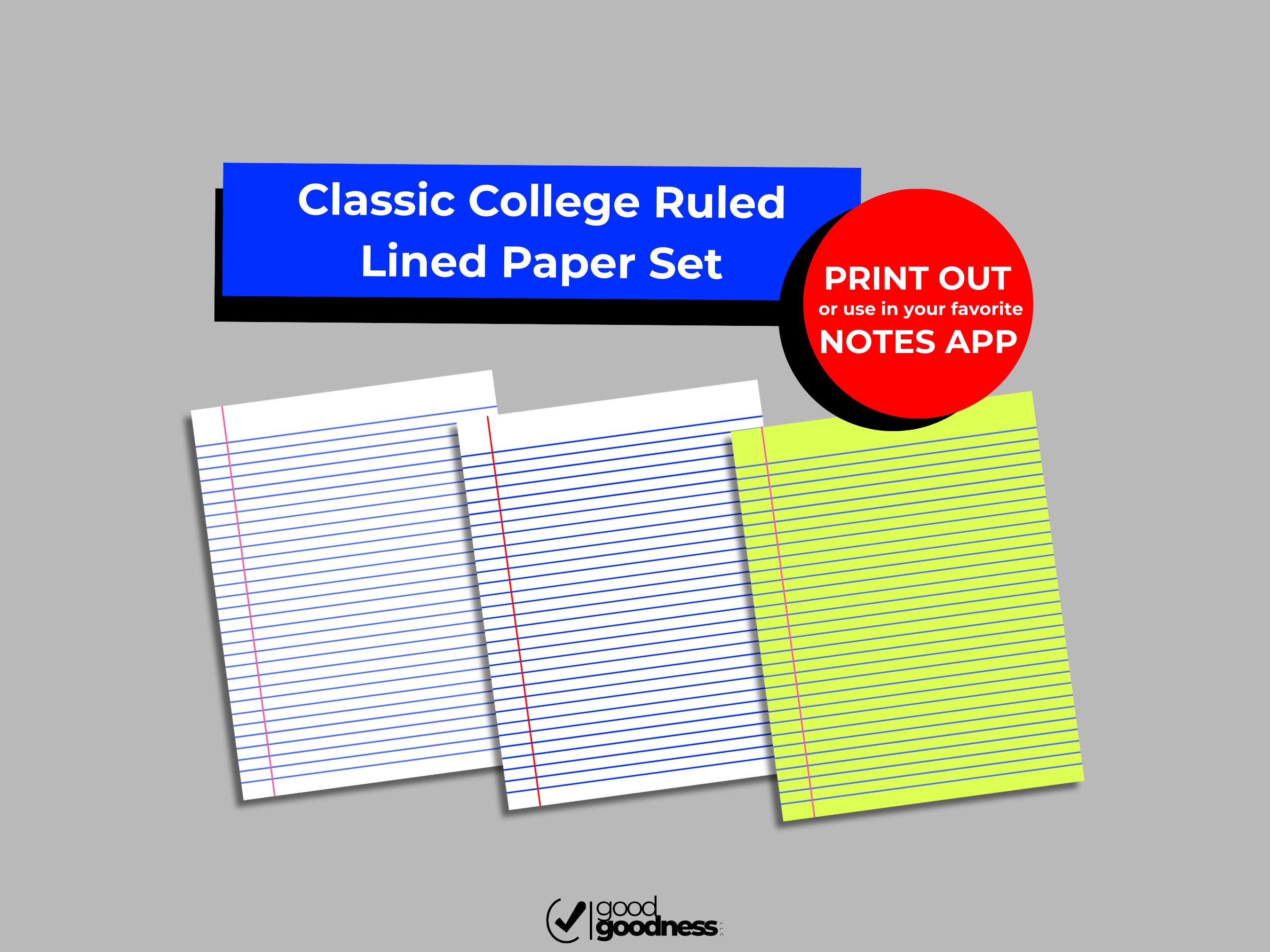 Redline Paper Set Printable Lined Paper Set | College Ruled Classic Colors | Original ...