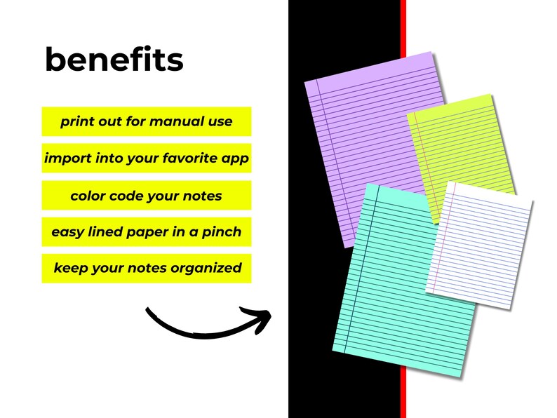 Lined Paper Bundle | Classic and Colorful College and Wide Ruled Set ...