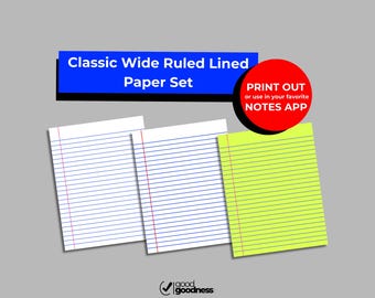 Carta a righe stampabile / Colori classici a righe larghe / colori originali tenui, audaci e gialli