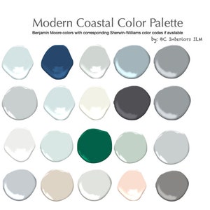 Calm Airy Modern Coastal Paint Color Palette Benjamin Moore Beach House Trim Doors Accent