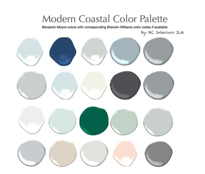 Calm Airy Modern Coastal Paint Color Palette Benjamin Moore Beach House