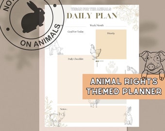 Animal Rights Themed Single Page Planner (DIGITAL)