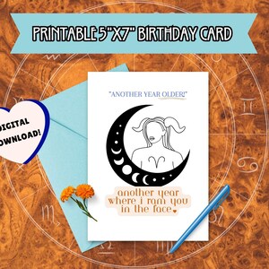Printable Aries Horoscope Themed Birthday Greeting Card *DIGITAL*