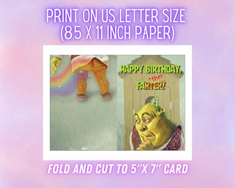 Printable Shrek Themed Birthday Card/funny Birthday Card for Father's ...