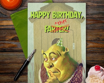 Printable Shrek Themed Birthday Card/Funny Birthday Card for Father&#39;s & Dad&#39;s/Fart Card *DIGITAL*