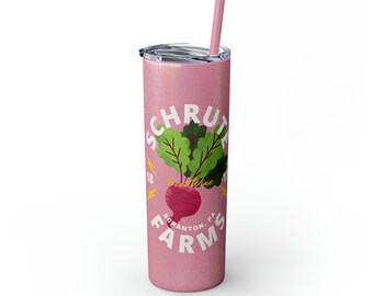 Vino de remolacha Schrute Farms / La oficina / Regalos para mamá / Regalos para maestra / Vaso flaco con pajita / Taza