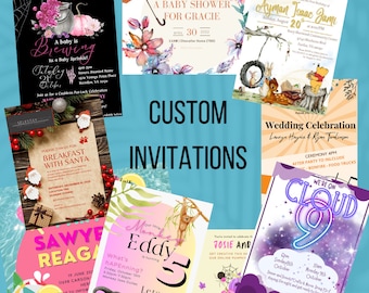 Diseño de tarjetas navideñas o invitaciones personalizadas / Invitación MTO / Invitación para fiesta / Invitación imprimible / Invitación personalizada / Personajes