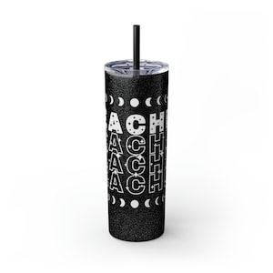 Mystic Teacher | Gift for Teachers | Stars | Glitter Skinny Tumbler with Straw, 20oz