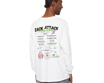 Camiseta de manga larga Zack Attack / Friends Forever World Tour / Cosas divertidas de los 90 / Regalos para él / Regalos para ella / Camiseta unisex de manga larga teñida