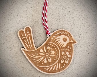 Folk Art Woodland Animals Christmas Ornament