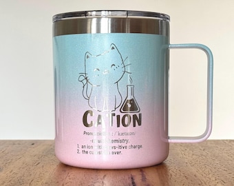 Taza de camping de acero inoxidable aislante con tapa, grabada con láser y personalizada - Reutilizable
