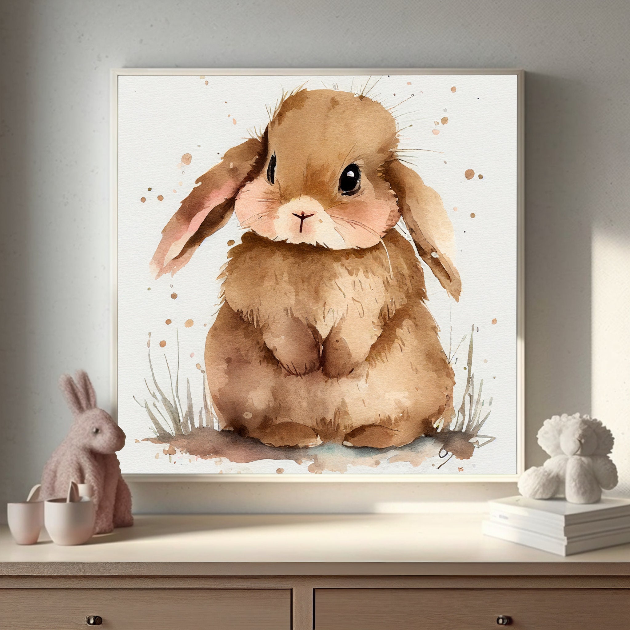 水彩壁絵watercolor“The Chilling Bunny Bunny” 2023 Chinese Zodiac Rabbit Fine Art Print – Chris Chun