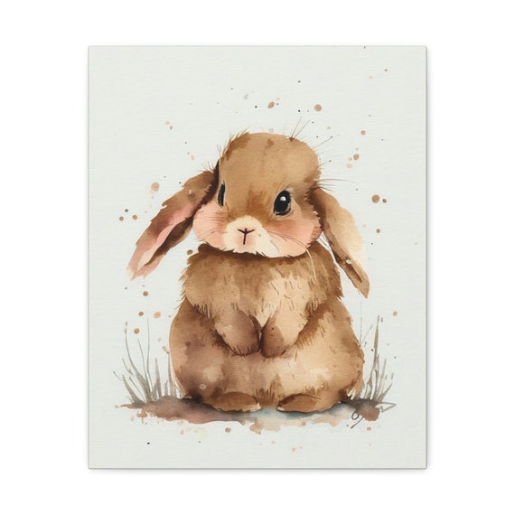 水彩壁絵watercolor“The Chilling Bunny Bunny” 水彩壁絵watercolor