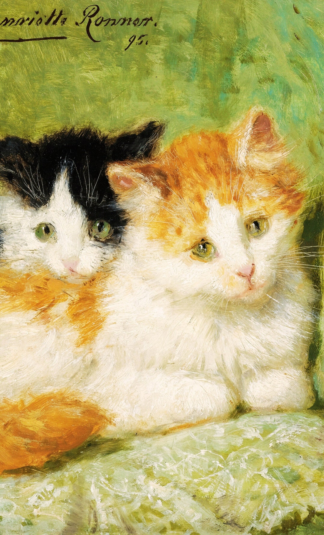 Kitten Wall Art Print Two Kittens Sitting on A Cushion Cute Kitten