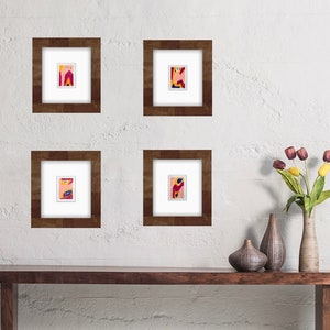 Original Mini Abstract Acrylic Paintings on Paper, Wall Decor, Mixed Media Art